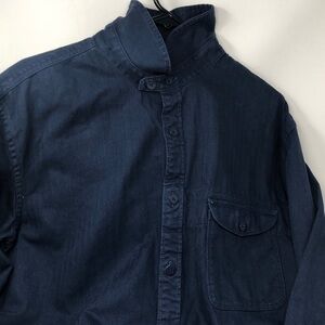 HAN KJOBENHAVN 8114 Military Button-Down Heavy Denim Shirt Men’s XL Navy Blue